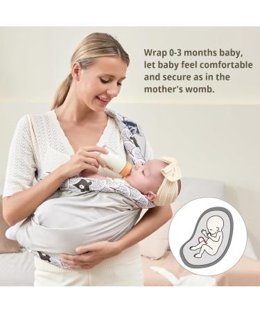 CUBY Natural Cotton Baby Carrier | Extra Comfortable Sling for Newborns & Toddlers - Grey Bear Design - Buy Online on SooperMarket.com
