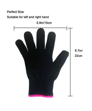 Lessmon Professional Heat Resistant Glove for Hair Styling - Curling Iron and Wand Heat Blocking - Left and Right Hand - Pink Edge Black - Buy Online on SooperMarket.com
