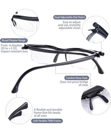 SKYWAY Focus Adjustable Glasses Dial Vision TR90 Frame Focal Adjustable Glasses Adjustable Vision Eyeglasses Near and Far Sight Black - Buy Online on SooperMarket.com
