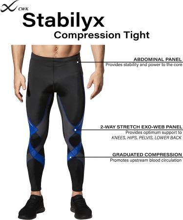 CW-X Men's Stabilyx Joint Support Compression Tights - Medium - Black/Grey/Blue - Buy Online on SooperMarket.com