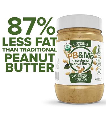 PB&Me Organic Powdered Peanut Butter - Keto Snack, Gluten Free, Plant Protein - 16oz (1lb) - No Sugar Added - Buy Online on SooperMarket.com