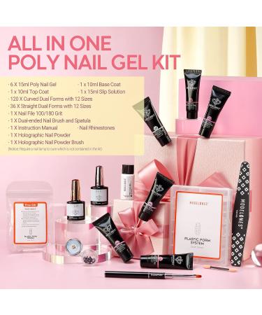 Modelones Poly Nail Gel Kit with 10PCS Nail Tips Clip - Professional Nail Extension Set - Buy Online on SooperMarket.com