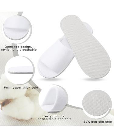 12 Pairs White Disposable Spa Slippers - Open Toe Guest Bridesmaid Travel Slippers - Fits Most Men and Women - Buy Online on SooperMarket.com