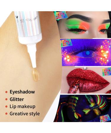 Shop Colorful Neon Eyeshadow Palette - Highly Pigmented Matte & Glitter - UV Glow Blacklight Makeup for Eyes Face & Body - Buy Online on SooperMarket.com