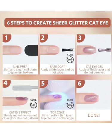 Cat Eye Gel Nail Polish Champagne Color Magnet Nail Polish Crystal Reflective Glitter Gel Nail Polish Soak off Holographic Cat Eye UV Gel Nail Varnish for Nail Art DIY at Home - Buy Online on SooperMarket.com