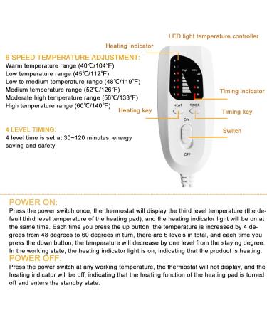 Weikeya Electrically Heated Foot Warmer - Energy-Saving Pain-Relief 6 Temperature Settings Auto Shut-Off Desk Heating Pillow EU Connector 220-240V - Buy Online on SooperMarket.com