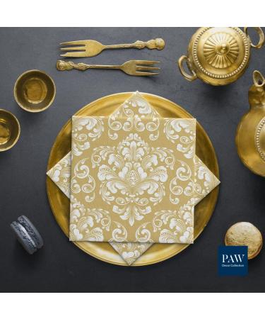 PAW 3-Layer Napkins (33x33 cm) - 20 Colorful Paper Napkins for Weddings Communions and Special Celebrations | Beautiful Moments with Gold Ornamentation - Buy Online on SooperMarket.com