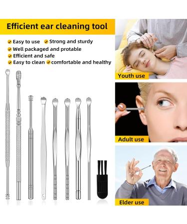 9 Pcs Ear Pick Earwax Removal Kit Ear Cleansing Tool Set Ear wax Removal Tool Ear Curette Ear Wax Remover Tool with a Cleaning Brush and Storage Box Medical Grade for Children and Adults Silver - Buy Online on SooperMarket.com
