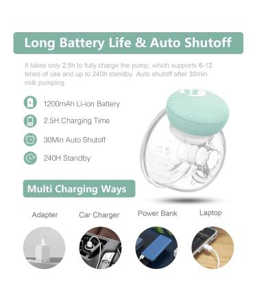 Portable Electric Milk Pump - Double-Handed Rechargeable Noise-Free 3 Modes & 30 Levels - 2-Pack Green - Buy Online on SooperMarket.com