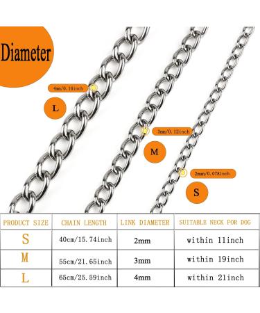 Durable Metal Choke Chain Dog Collar for Outdoor Training - Small, Medium, Large Sizes - Adjustable Silver Necklace - L 65cm, 4.0mm Diameter - Buy Online on SooperMarket.com