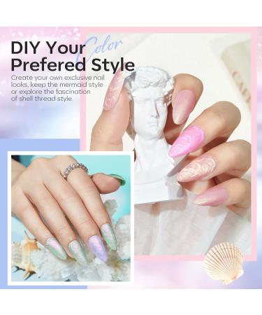 Modelones Pearl Gel Nail Polish Set - 6 Colors Aurora Iridescent Shimmer | Soak Off LED Summer Glitter DIY Nail Art - Mermaid Shell Effect - Buy Online on SooperMarket.com