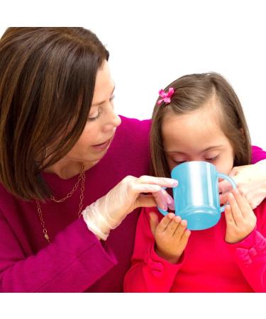 TalkTools Recessed Plastic Lid Cup with Handles - Break Resistant & Self-Feeding - BPA Free - Light Blue (2 Lids) - Buy Online on SooperMarket.com