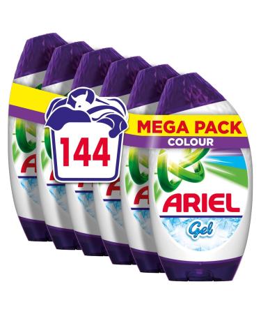Ariel Washing Liquid Laundry Detergent Gel 144 Washes (888 ml x 6) Colour & Style Brilliant Colours And Cleaning Even In A Cold Wash
