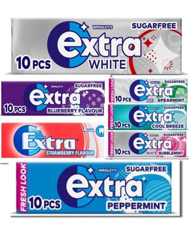Wrigley's Extra Chewing Gum Mix Flavour Sugar Free Helps keep Teeth Clean And Mouth Fresh(10)