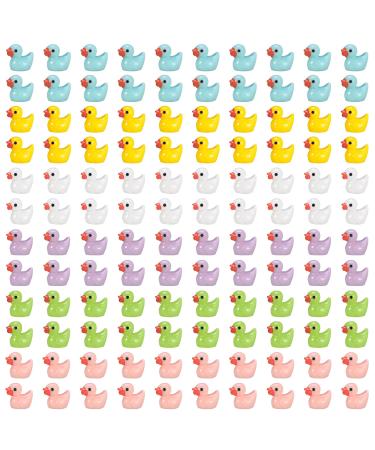 Movstriker 120Pcs Mini Resin Ducks Realistic Tiny Cute Ducks Ornament 6 Colors Mini Rubber Ducks Set Miniature Bath Time Toys for Handwork DIY Crafts Dollhouse Aquarium Fairy Garden Decorations 120Pcs-6 Color