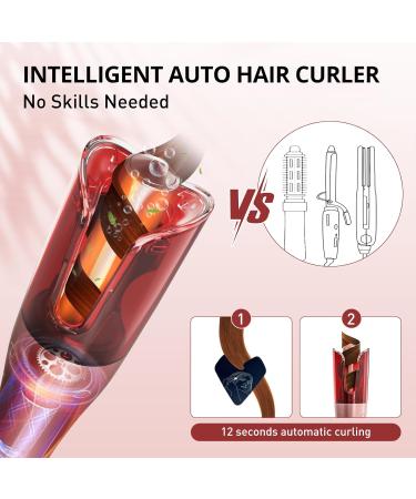 Shop 2024 Automatic Hair Curler - Upgraded Curling Iron with Anion Protection & Dual Voltage - Smart Anti-Stuck Feature 3 Temps & Timers in Rose Gold - Buy Online on SooperMarket.com
