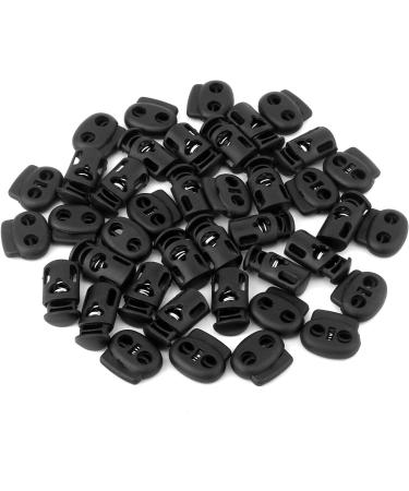 ERKOON 40 PCS Plastic Cord Locks End Spring Stopper Set for Drawstring Bags - Double-Hole and Single-Hole Black Fastener Slider - Buy Online on SooperMarket.com