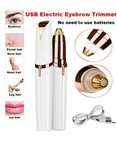 Electric Eyebrow Trimmer for Women - Painless Face Hair Remover & Eyebrow Razor with Comb - Perfect for Mustache & Chin Hair (White) - Buy Online on SooperMarket.com