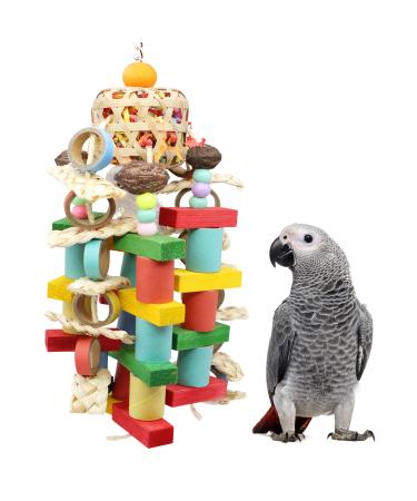 Parrot toys hanging toys multi-colored wave sittich toys chewing toys bite paper cardboard cardboard for budgie accessories sittich budgie and similarly large pets mqupin M-45cm