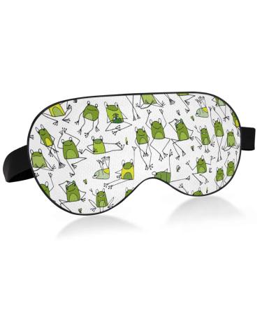 Haskirky Light Blocking Eye Mask Breathable and Adjustable Adult Men and Women Travel on Business Trips Yoga Meditation Light Smooth Comfortable Eye Mask Office Deep Sleep Goodies Funny Frogs Patte