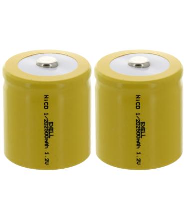 2x Exell 1/2D Size 1.2V 2500mAh NiCD Button Top Rechargeable Batteries for meters radios hybrid automobiles high power static applications (Telecoms UPS and Smart grid) RC devices