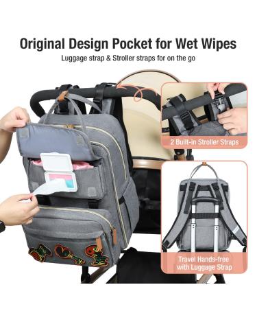 Buy Tonyeee Personalized Diaper Backpack | Stylish Travel Baby Bag with Removable Cross Body Bottle - Gray - Buy Online on SooperMarket.com