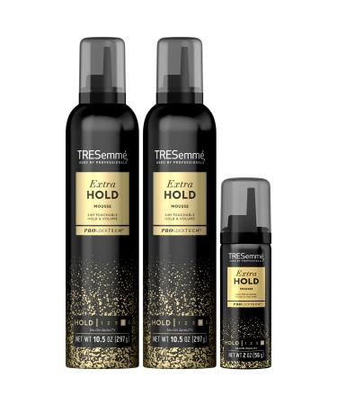 Tresemme Extra Hold Hair Care Mousse Set - 3 Piece Set 2 Regular Size and 1 Travel Size Frizz Control Products Curl Mousse for Curly Hair