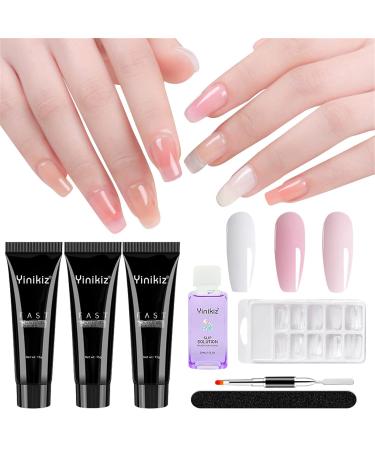 Yueci Nail Extension Starter Set | 3 Colors Nail Extension Gel + Slip Solution Nail Clip & Double-Sided Pencil | Ideal for Beginners & Professionals | Size #07 - Buy Online on SooperMarket.com