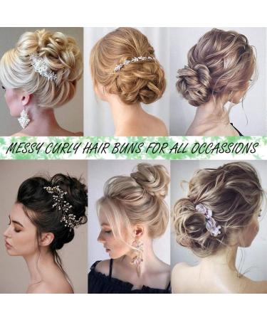 Golden & Bleach Blond Updo Ponytail Hair Extension | Messy Bun Scrunchie Curly Wavy Hairpiece for Women - 35g - Buy Online on SooperMarket.com