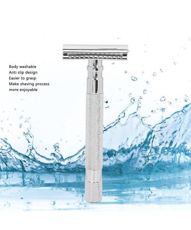 Double Edge Reusable Security Razor - Manual Zinc Alloy for Wet Shaving | Barber Quality (Silver) - Buy Online on SooperMarket.com