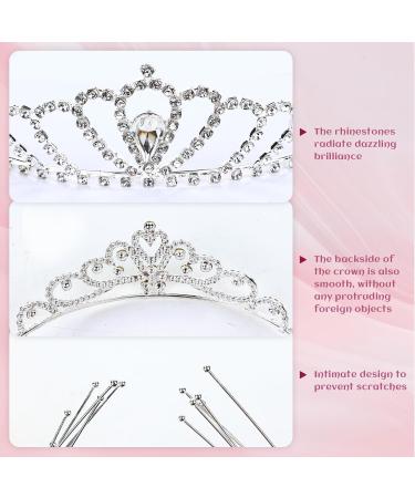 inSowni 8 Pieces Decorative Princess Dazzling Rhinestone Silver Metal Tiara Crown Headbands Wedding Birthday Party Prom Headpieces for Brides Bridesmaids Women Girls Teens Kids - Buy Online on SooperMarket.com
