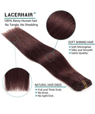 LacerHair 14 120g 7pcs #99J Deep Burgundy Clip In Human Hair Extensions - Silky Salon Professional Double Weft Real Human Hair - Pack of 1 - Buy Online on SooperMarket.com