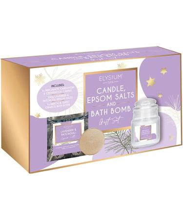 Elysium Spa Scented Candle Epsom Salts & Bath Bomb Gift Set Lavender Cedarwood Neroli Scents - Buy Online on SooperMarket.com