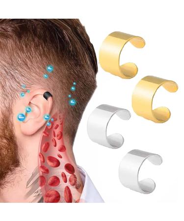 FITLIX Auricular Concave Ear Cuff Non Piercing Acupressure Earrings Magnetic Acupressure Lymph Earrings Acupressure Earrings for Weight Loss (Gold+Silver)