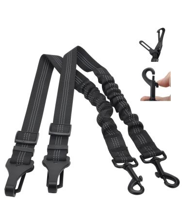 Dog seat belt 2 pieces adjustable seat belt dogs for car 3-in-1 reflective bungee dog belt for the car with hook buckle buckle belt dog car car for all dog breeds & autotypes (black)