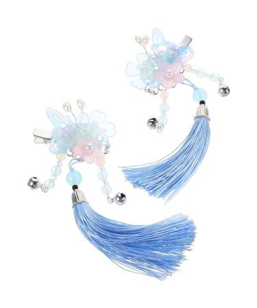 Beavorty 1 Pair Chinese Hair Clips Tassel Barrettes Butterfly Flower Hairpins Hanfu Hair Accessories
