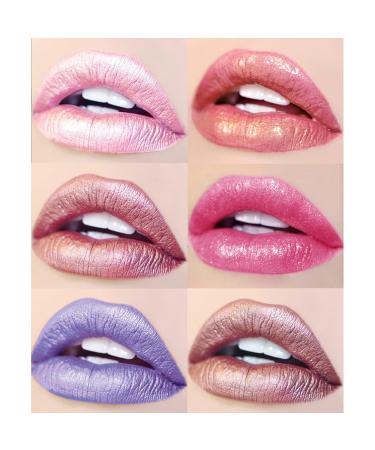 Liquid Glitter Lipstick Set - Waterproof Metallic Gloss for Teens & Women | 6PCS Diamond Shimmer Lip Color - Buy Online on SooperMarket.com
