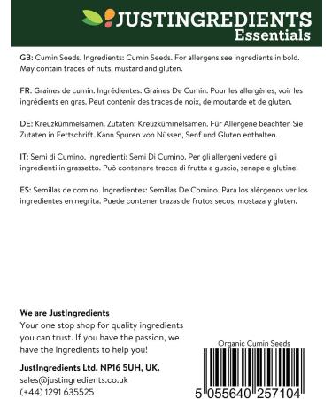 JustIngredients Essentials Organic Cumin Seeds 1 kg - Buy Online on SooperMarket.com