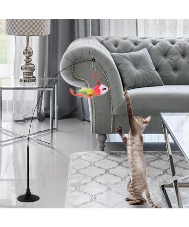 QUOZUO 2 Packs interactive cat toys with Super Suction Cup 14 pcs Replacements Feathers Balls Mice 2 Packs Wand Hanging Door flying cat toys for indoor cats Cat Spring Toy Kitten Toys - Buy Online on SooperMarket.com