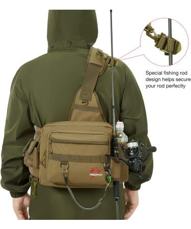 Piscifun Fishing Tackle Bag with Rod Holder | Water-Resistant Sling Pack in Black, Khaki, Tree Camo, Green Camo - Buy Online on SooperMarket.com