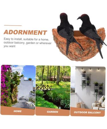 Toddmomy Rattan Swallow Nest Bird Statue - Realistic Outdoor Ornament for Garden Decor | Ideal for Bird Lovers - Buy Online on SooperMarket.com