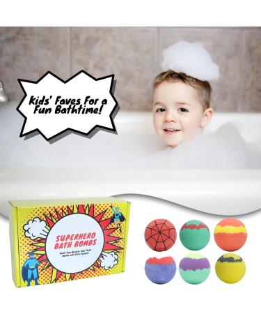 Superhero Bath Bombs for Kids - Set of 6 Handmade Fizzies Moisturizing Bubble Formula - Kids Bath Bombs - Bath Bombs for Boys - Bath Bombs - Perfect for Birthday Christmas Easter Halloween - Buy Online on SooperMarket.com