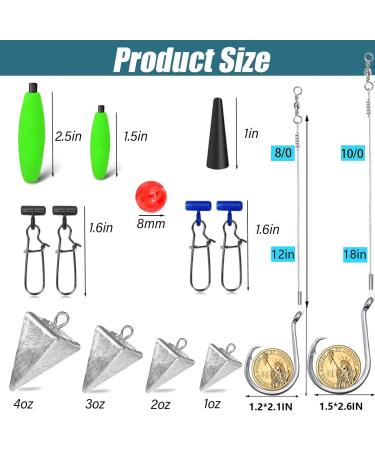 SEAOWL 78Pcs Saltwater Surf Fishing Kit - Pompano Rig Tackle Box with Hooks, Floats, Weights, Beads - Beach Gear Equipment - Buy Online on SooperMarket.com