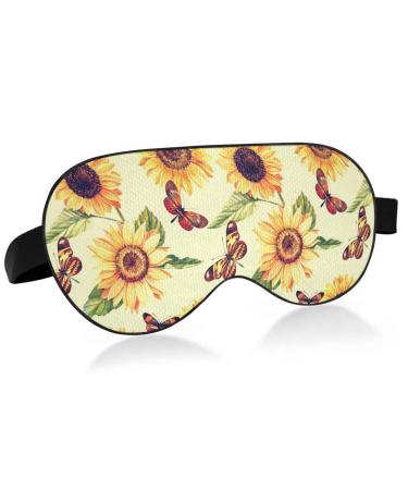 Haskirky Light Blocking Eye Mask Breathable and Adjustable Adult Men and Women Travel on Business Trips Yoga Meditation Light Smooth Comfortable Eye Mask Office Deep Sleep Goodies Sunflower Butterf