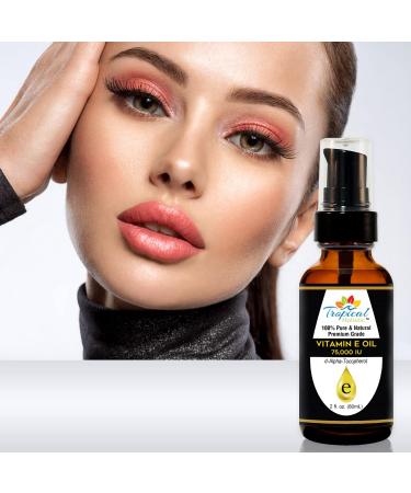 100% Pure Premium Vitamin E Oil 2 oz - Maximum Strength 75,000 IU - Anti-Aging & Moisturizing Benefits for Skin, Hair & Nails - Reduces Wrinkles, Scars & Sunburn - Travel Size - Buy Online on SooperMarket.com