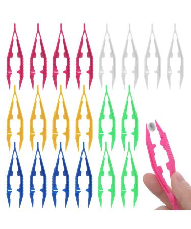 ASTER Plastic Tweezers - Pack of 20 4 Inch Plastic Beads Tweezers First Aid Tweezers Bulk Perler Bead Tweezer for Perler Fuse Beads Kids Handmade DIY Crafts