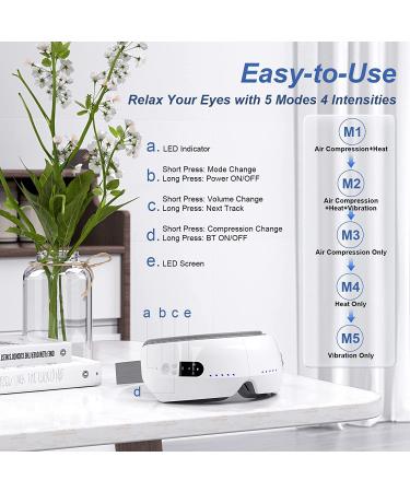 BOB AND BRAD Eye Massager with Heat - Upgrade Smart Eye Mask for Migraines & Relaxation | Rechargeable, White Noise Music, Improve Sleep | Gifts for Women, Men - Buy Online on SooperMarket.com