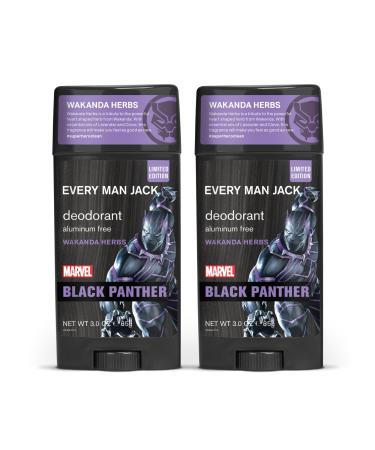 Every Man Jack Deodorant - Marvel Black Panther | 3-ounce Twin Pack - 2 Sticks Included| Naturally Derived Aluminum Free Parabens-free Pthalate-free Dye-free and Certified Cruelty Free Wakanda Herbs