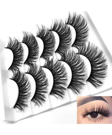 Outopen 3D Mink Lashes Natural Wispy False Eyelashes 15mm Fluffy Long Eye Makeup Tools 5 Pairs Pack | A01-Q1 (13-15MM) - Buy Online on SooperMarket.com