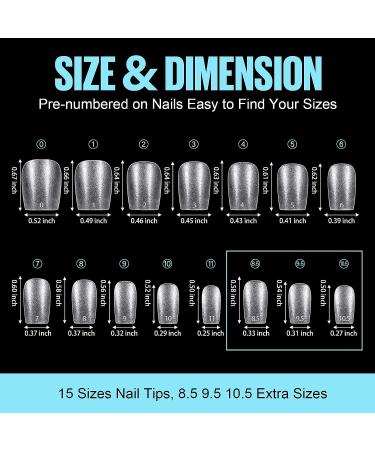 TOMICCA Extra Short Coffin Nail Tips - 450Pcs Soft Gel Tips for Nail Extension | Matte Finish Fake Nails in 15 Sizes with Storage Box - Buy Online on SooperMarket.com